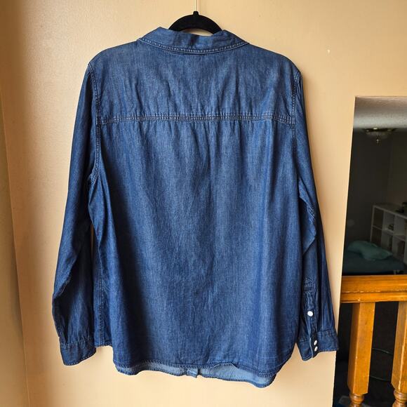 Torrid Size 1X Chambray Button Up Shirt Long Sleeve Lightweight Top - Picture 7 of 8